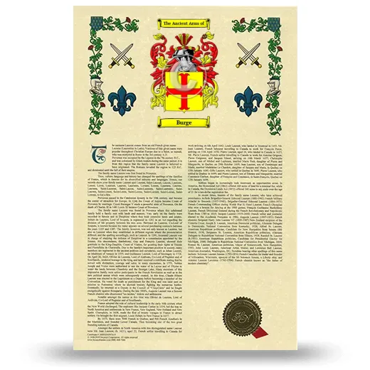 Burge Armorial History with Coat of Arms