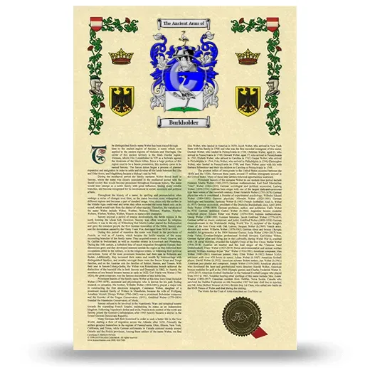 Burkholder Armorial History with Coat of Arms