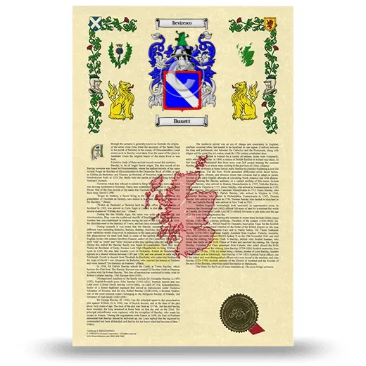 Busett Armorial History with Coat of Arms