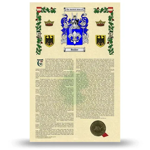 Busher Armorial History with Coat of Arms