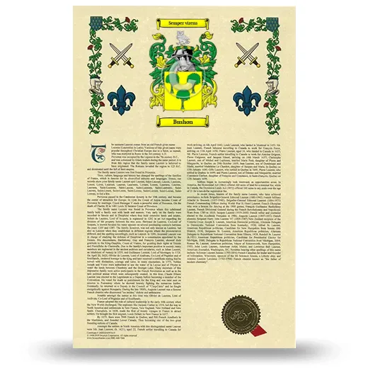 Bushon Armorial History with Coat of Arms