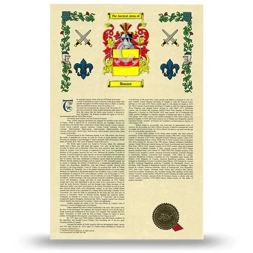 Busser Armorial History with Coat of Arms