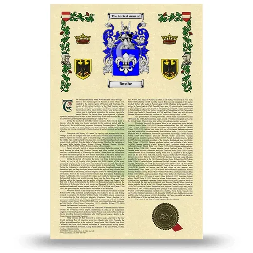 Busshe Armorial History with Coat of Arms
