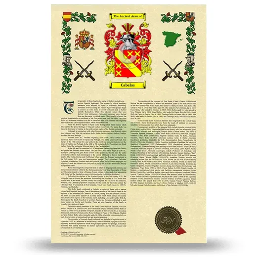 Cabelos Armorial History with Coat of Arms