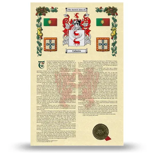 Cabreta Armorial History with Coat of Arms