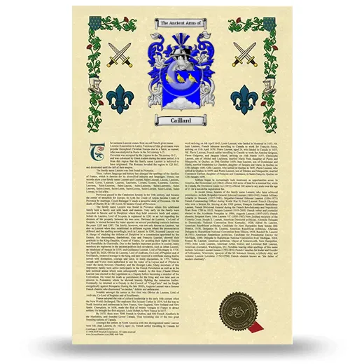 Caillard Armorial History with Coat of Arms
