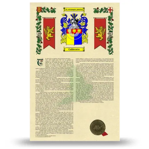 Caldecotte Armorial History with Coat of Arms