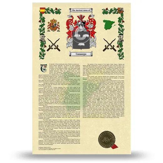 Camargo Armorial History with Coat of Arms