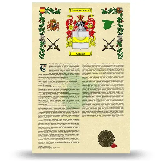 Camille Armorial History with Coat of Arms