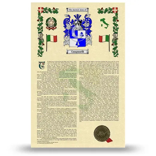 Campanelli Armorial History with Coat of Arms