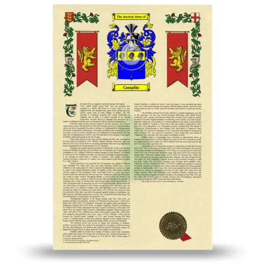 Camplin Armorial History with Coat of Arms