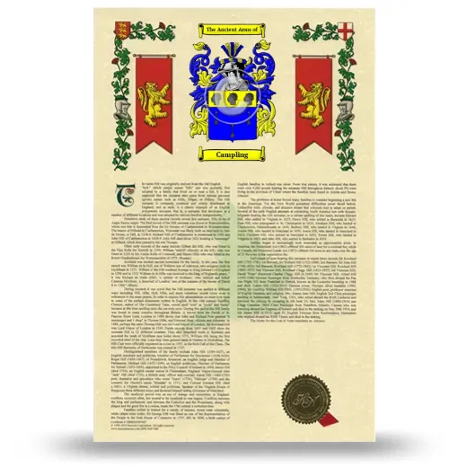 Campling Armorial History with Coat of Arms