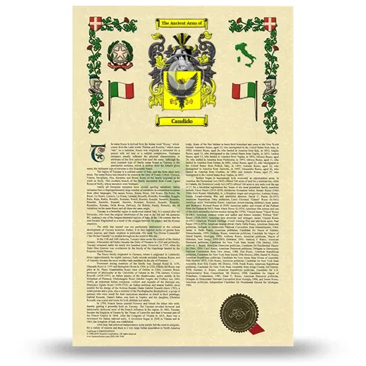 Candido Armorial History with Coat of Arms