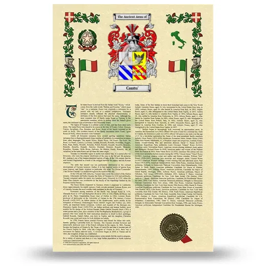 Cantu' Armorial History with Coat of Arms