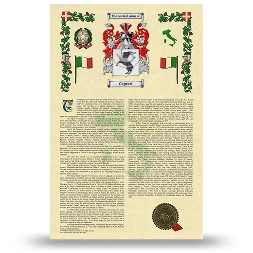 Caprari Armorial History with Coat of Arms