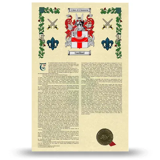 Cardinal Armorial History with Coat of Arms