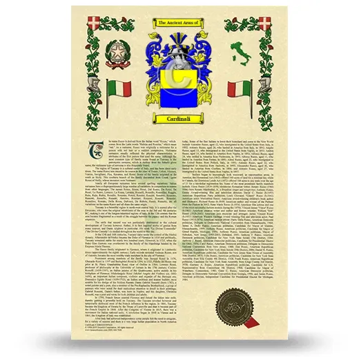 Cardinali Armorial History with Coat of Arms