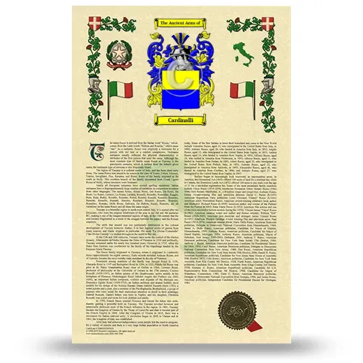 Cardinalli Armorial History with Coat of Arms