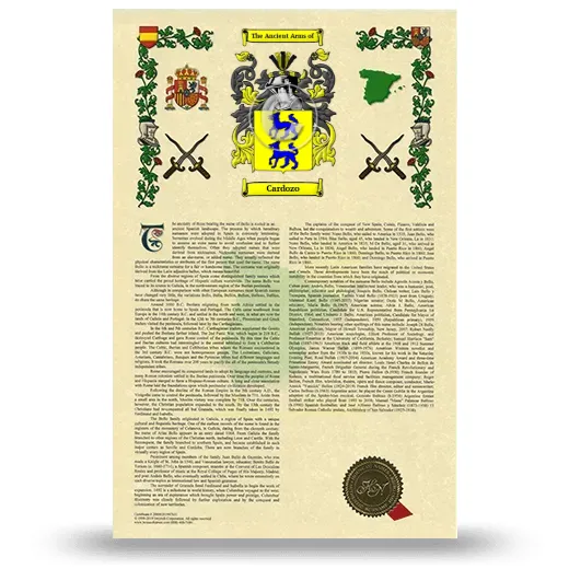 Cardozo Armorial History with Coat of Arms