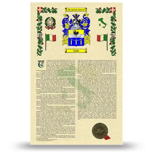 Cario Armorial History with Coat of Arms