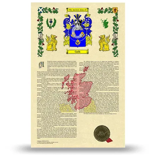 Carls Armorial History with Coat of Arms