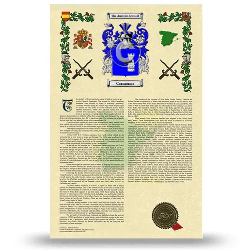 Carmonas Armorial History with Coat of Arms