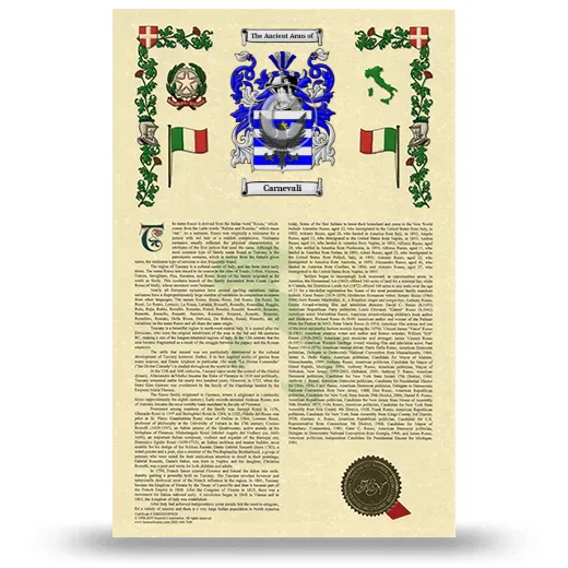 Carnevali Armorial History with Coat of Arms
