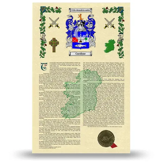 Carolyne Armorial History with Coat of Arms