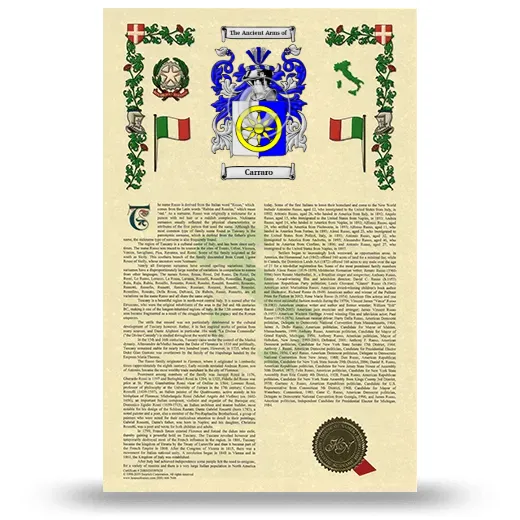 Carraro Armorial History with Coat of Arms