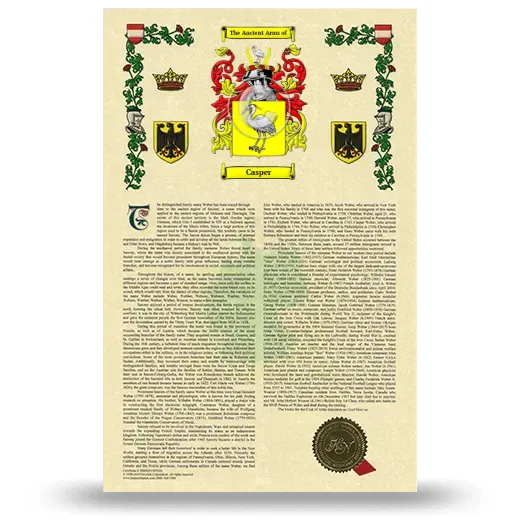 Casper Armorial History with Coat of Arms