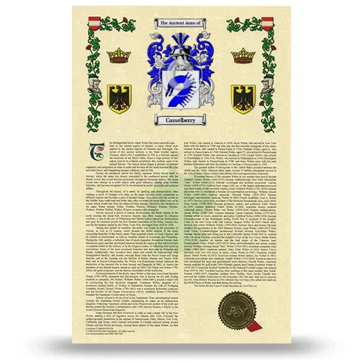 Casselberry Armorial History with Coat of Arms