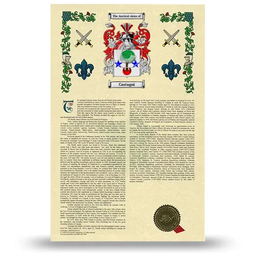 Castagni Armorial History with Coat of Arms
