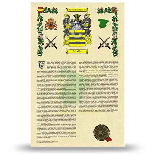 Cataldo Armorial History with Coat of Arms