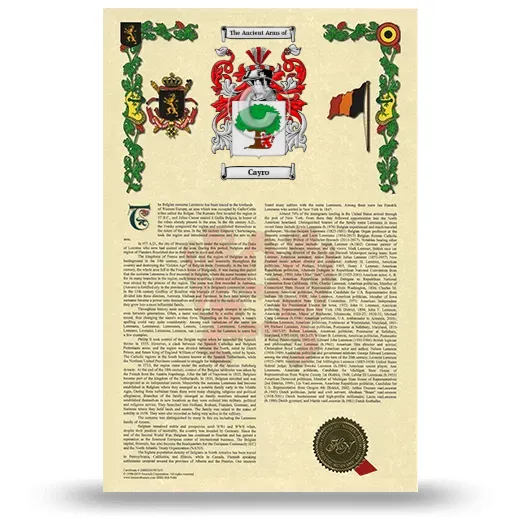 Cayro Armorial History with Coat of Arms