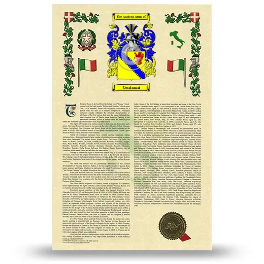 Centanni Armorial History with Coat of Arms