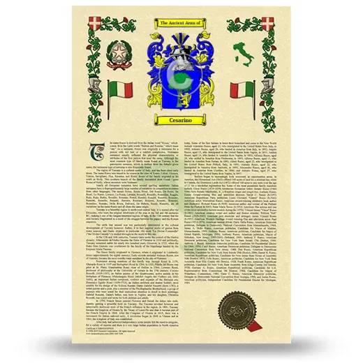 Cesarino Armorial History with Coat of Arms