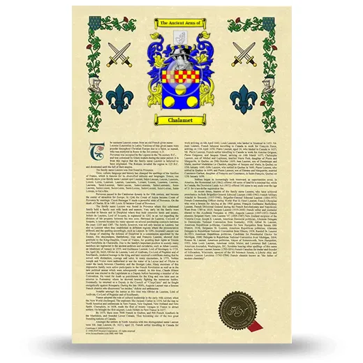 Chalamet Armorial History with Coat of Arms