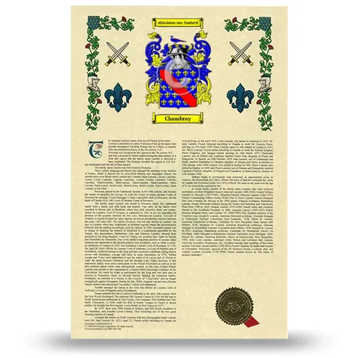 Chambray Armorial History with Coat of Arms
