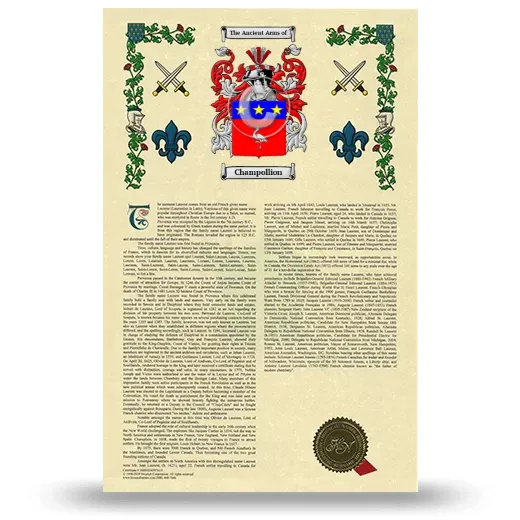 Champollion Armorial History with Coat of Arms