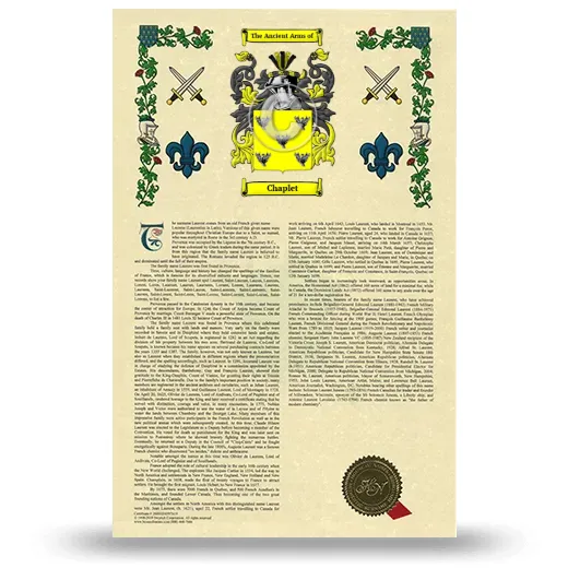 Chaplet Armorial History with Coat of Arms
