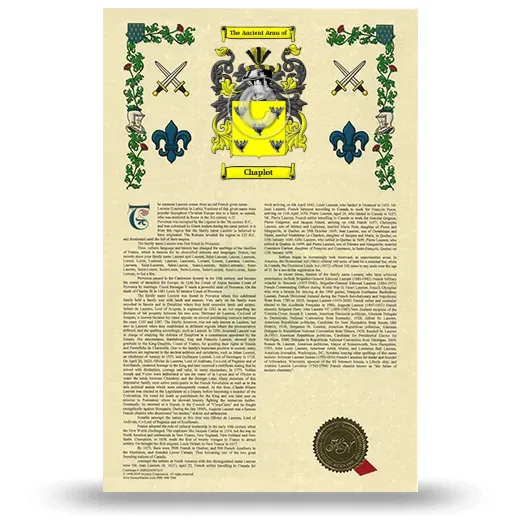 Chaplot Armorial History with Coat of Arms