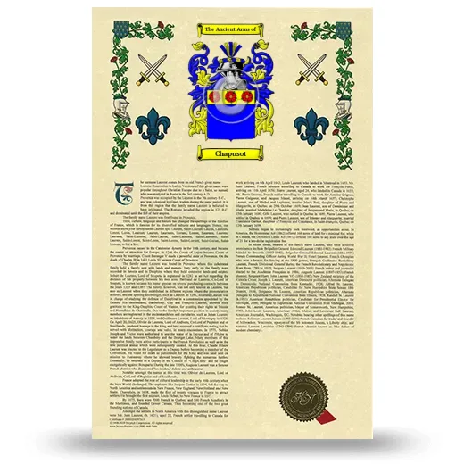 Chapusot Armorial History with Coat of Arms