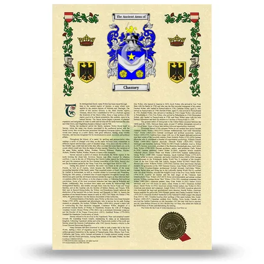 Charney Armorial History with Coat of Arms