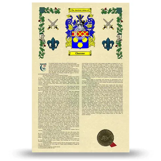 Charone Armorial History with Coat of Arms