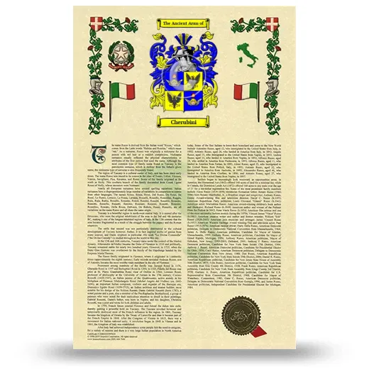 Cherubini Armorial History with Coat of Arms