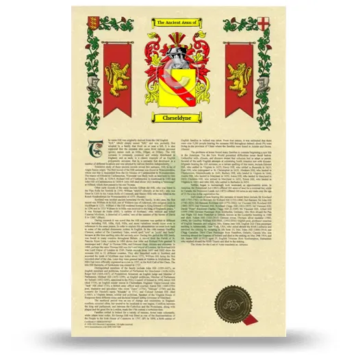 Cheseldyne Armorial History with Coat of Arms