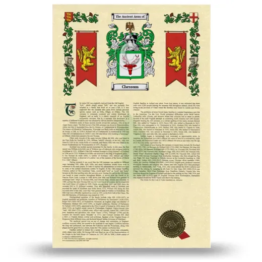 Chessum Armorial History with Coat of Arms