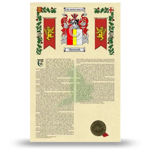 Chesworth Armorial History with Coat of Arms