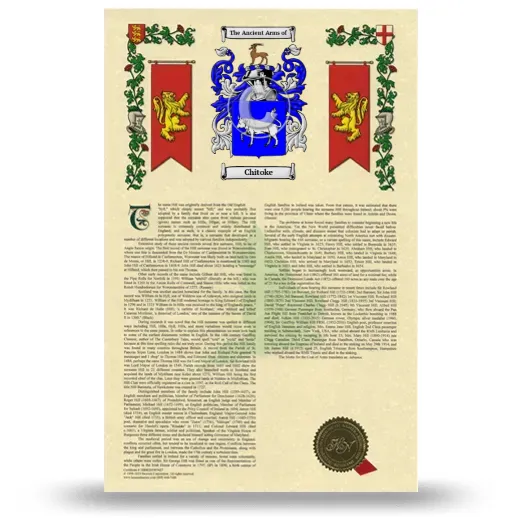 Chitoke Armorial History with Coat of Arms