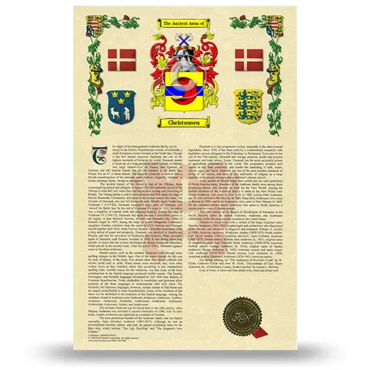 Christansen Armorial History with Coat of Arms